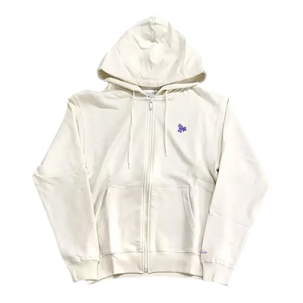 BTS 2021 Muster SOWOOZOO Zip-Up Hoodie Ivory Off White Purple - Picture 7 of 8